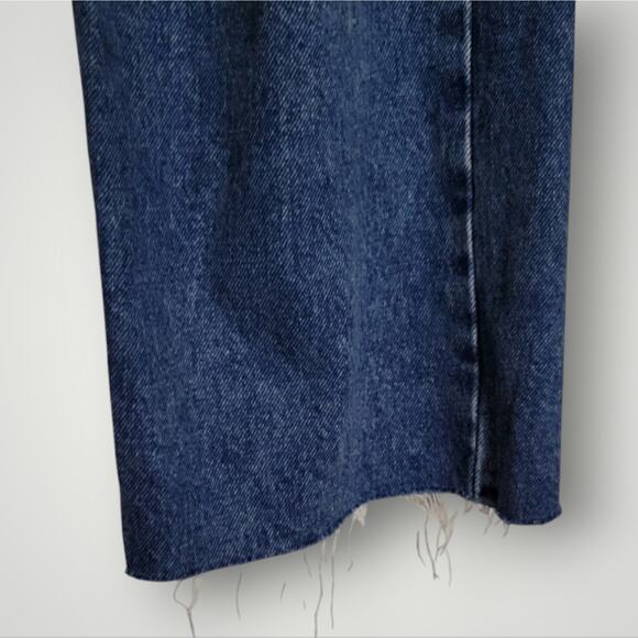 Zara High Rise 90s Full Length Jeans Size 6 Distressed Midwash Raw Hem Classic - Picture 6 of 11